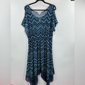 3For$20 Espresso Navy and Teal High Low Dress Asymmetrical size:2X